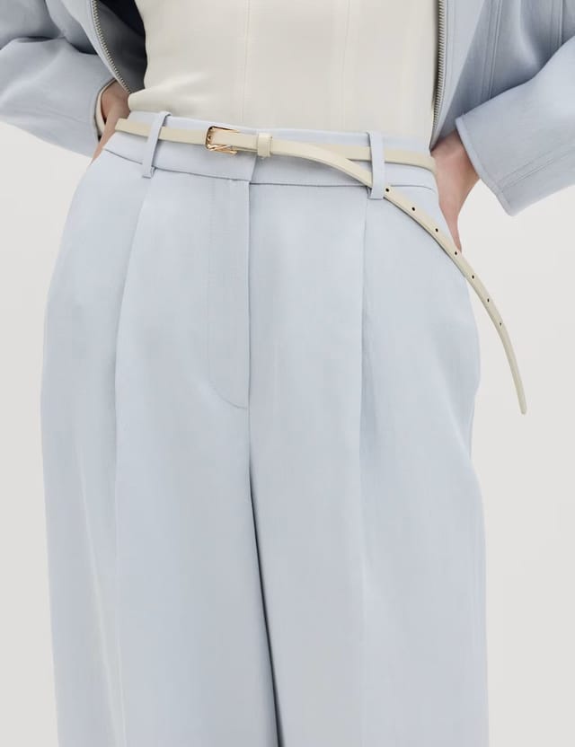 Marks & Spencer M&S Relaxed Trousers with Linen Chambray - 2