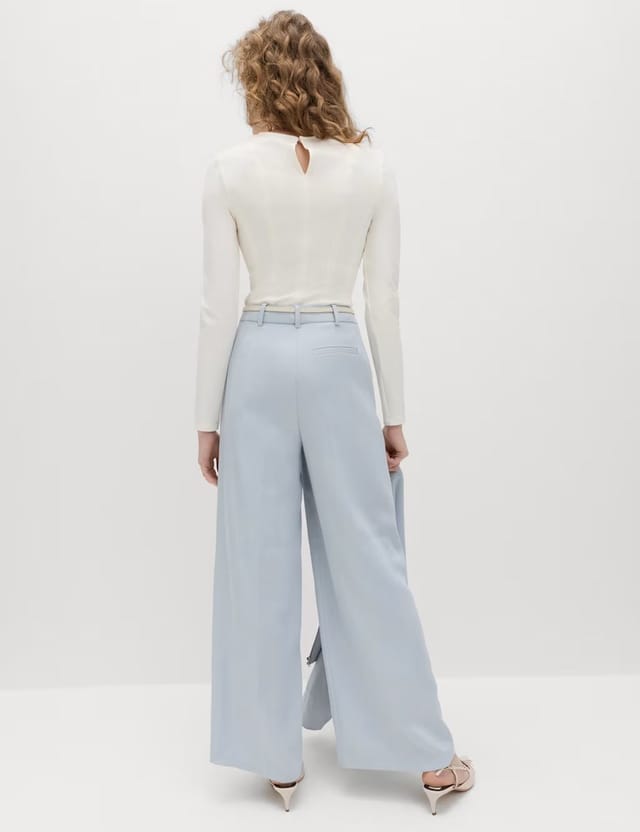 Marks & Spencer M&S Relaxed Trousers with Linen Chambray - 3