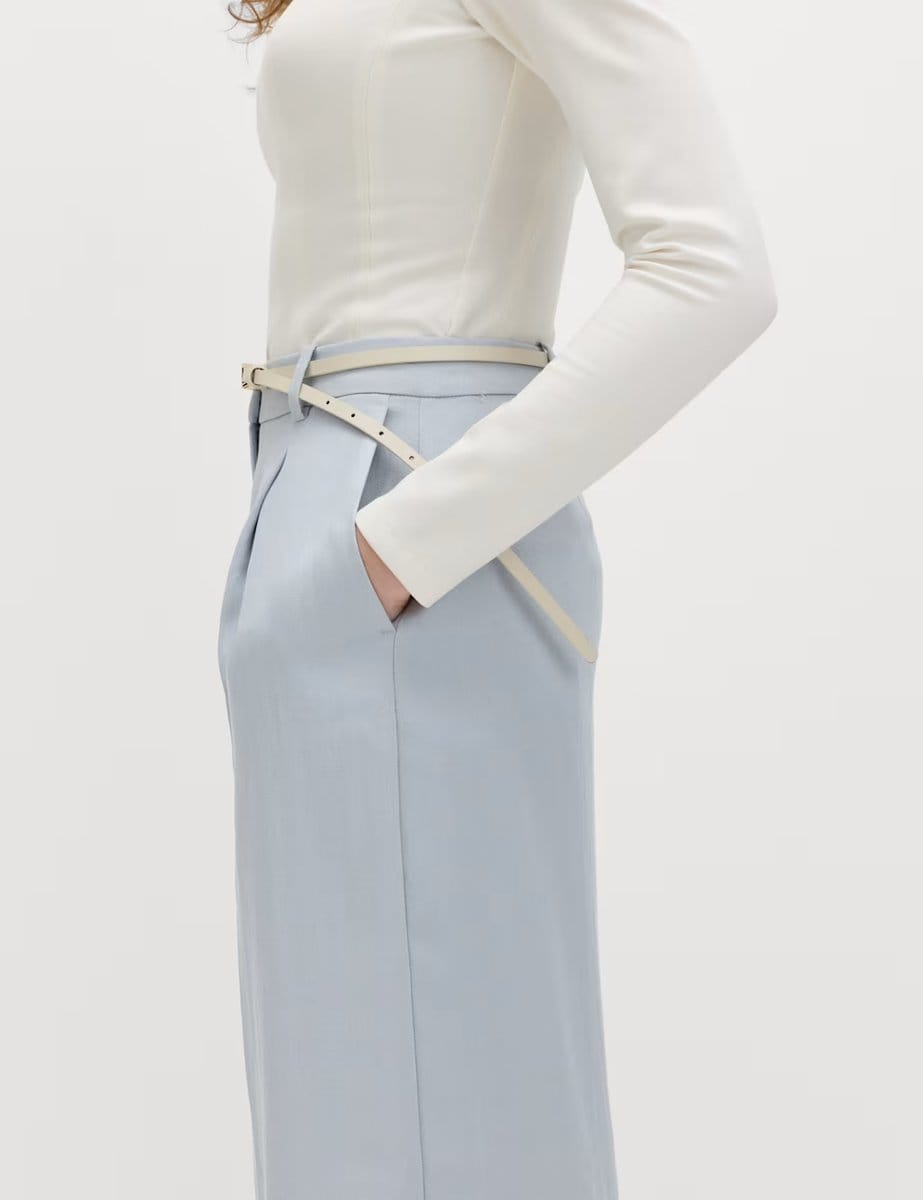 Marks & Spencer M&S Relaxed Trousers with Linen Chambray - 4