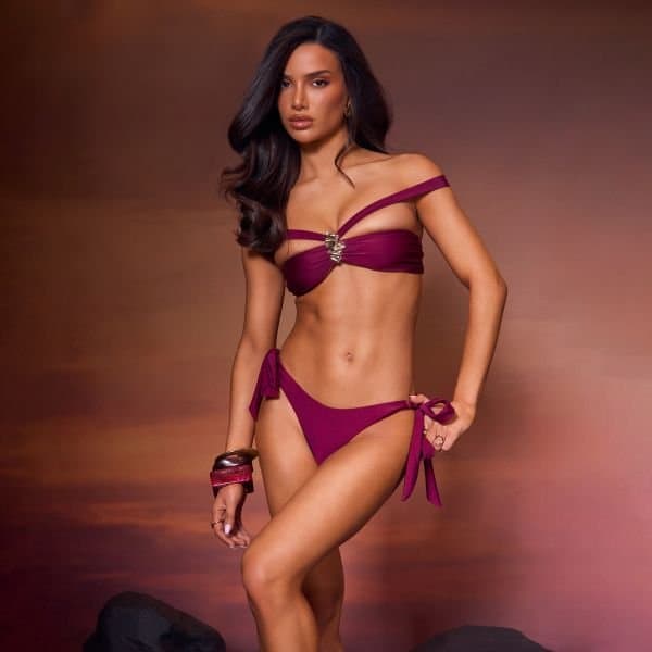 EGO EGO Plum Bardot Trim Detail Bikini Set