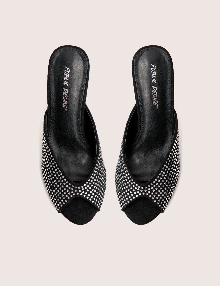 Public Desire Norma Black Embellished Mule Heels - 4