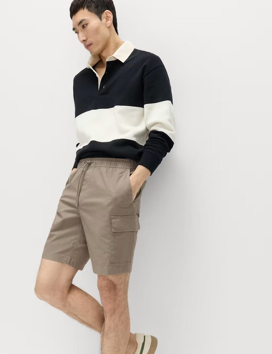 Marks & Spencer M&S Elasticated Waist Ripstop Cargo Shorts Mocha - 4