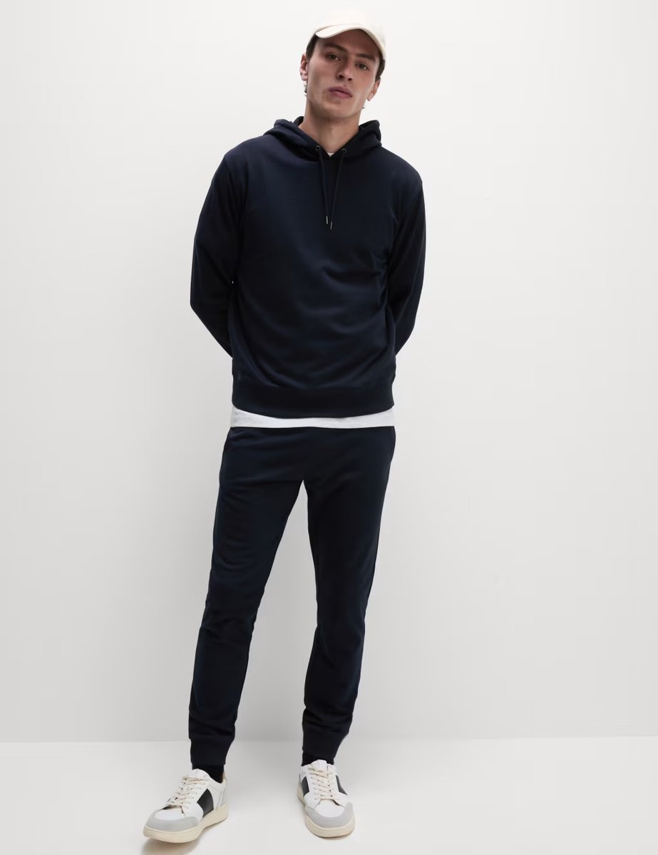 Marks & Spencer M&S Cotton Rich Lightweight Hoodie Dark Navy - 2