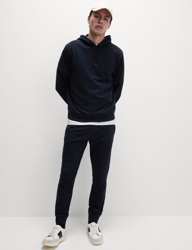 Marks & Spencer M&S Cotton Rich Lightweight Hoodie Dark Navy - 2