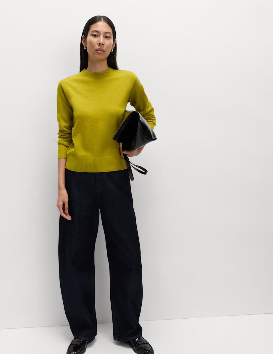 Marks & Spencer M&S Air-Yarn Crew Neck Jumper Moss - 2