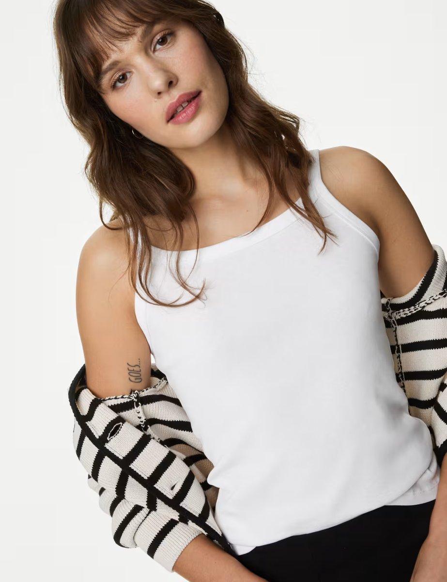 Marks & Spencer M&S 3PK Pure Cotton Slim Fit Vest Multi/Neutral - 3