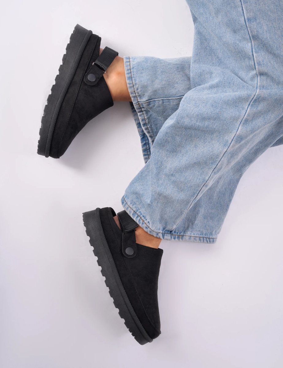 Public Desire Goldie Black Faux Fur Lined Mules - 3