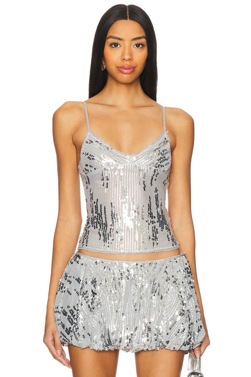 revolve Sequin Lace Cami Top