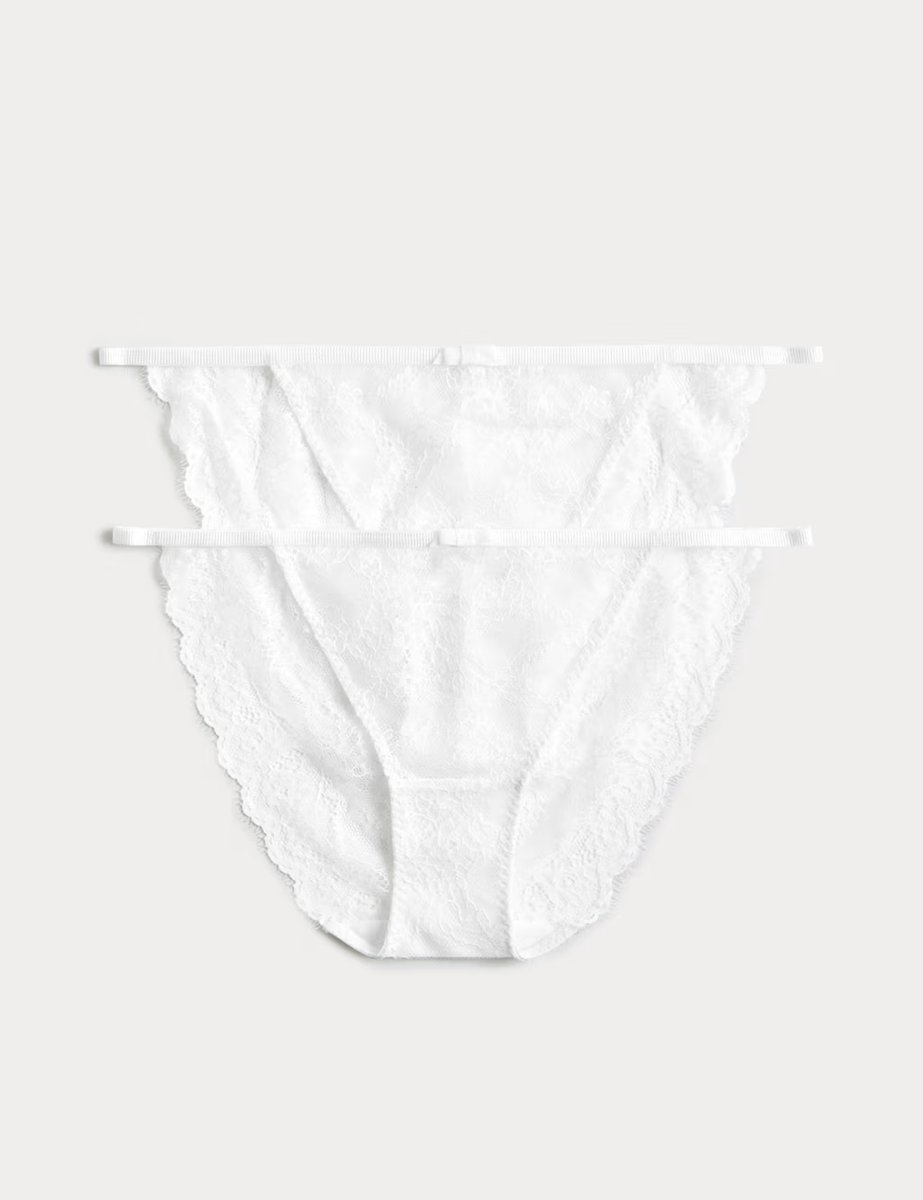 Marks & Spencer M&S 2 Pack Ida Lace Tanga Bikini Kickers White - 1