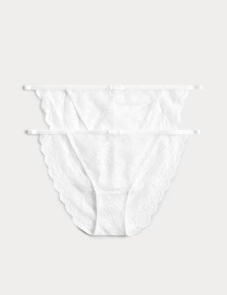 Marks & Spencer M&S 2 Pack Ida Lace Tanga Bikini Kickers White
