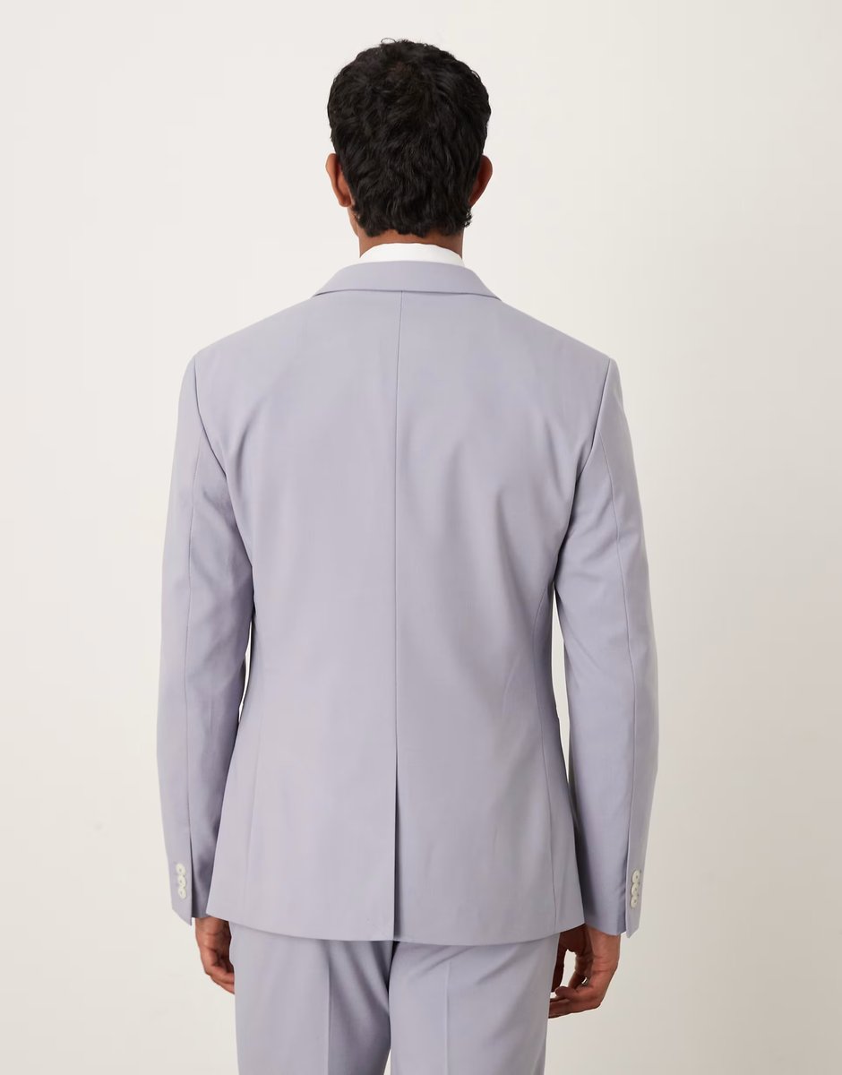 ASOS ASOS DESIGN slim suit jacket in grey/purple - 3