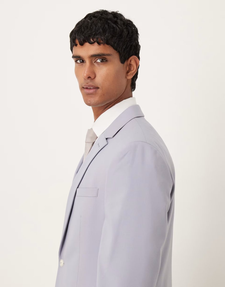ASOS ASOS DESIGN slim suit jacket in grey/purple - 4
