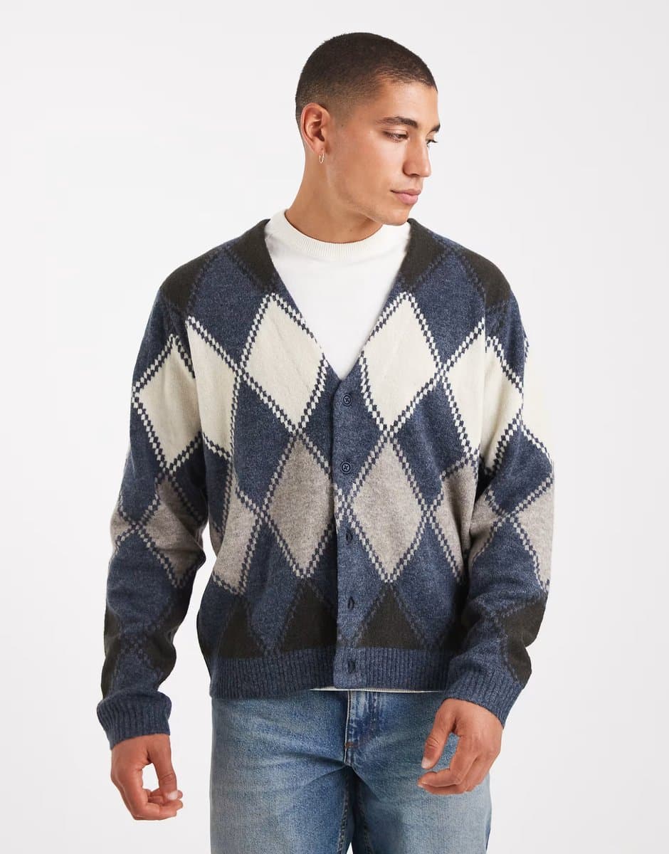 ASOS Levi's valencia argyle knit cardigan in indigo blue