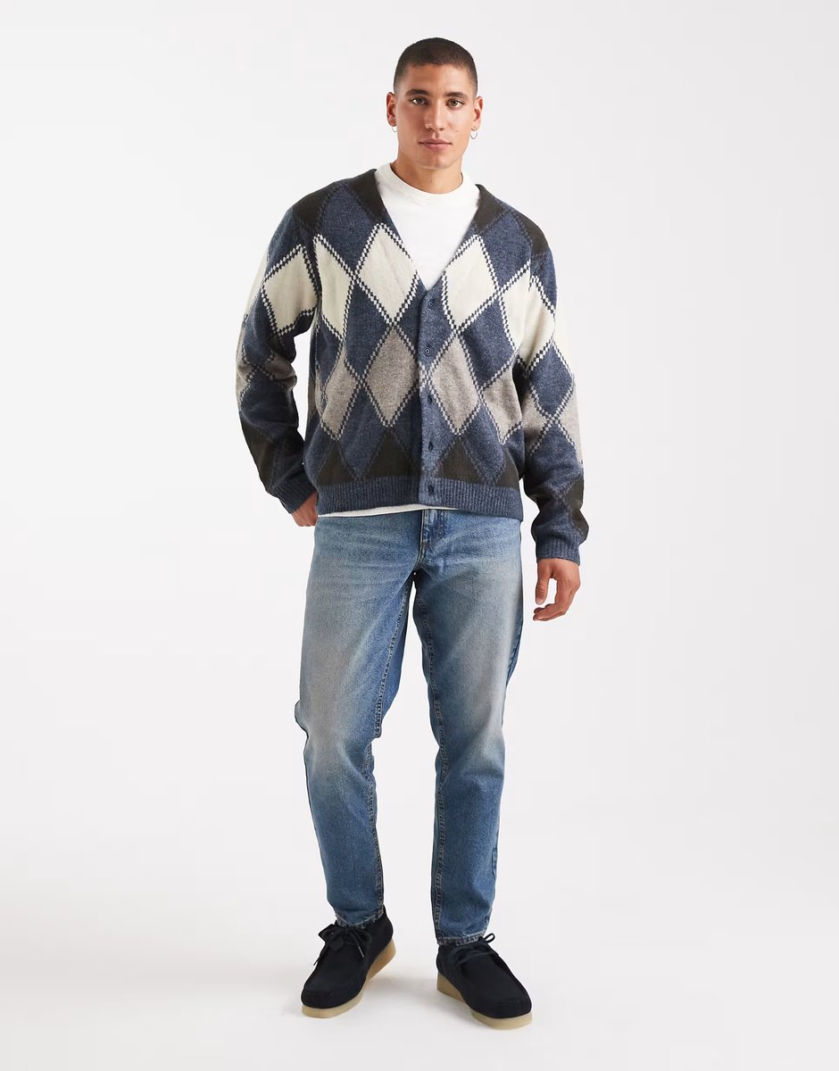ASOS Levi's valencia argyle knit cardigan in indigo blue - 2