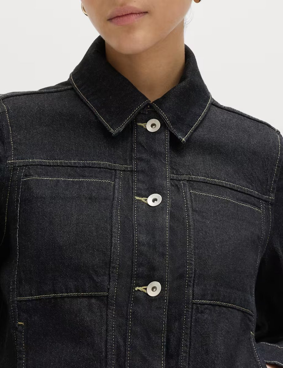 Marks & Spencer M&S Denim Collared Short Trucker Jacket Dark Indigo - 2