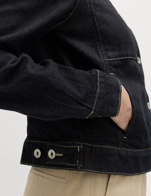 Marks & Spencer M&S Denim Collared Short Trucker Jacket Dark Indigo - 3