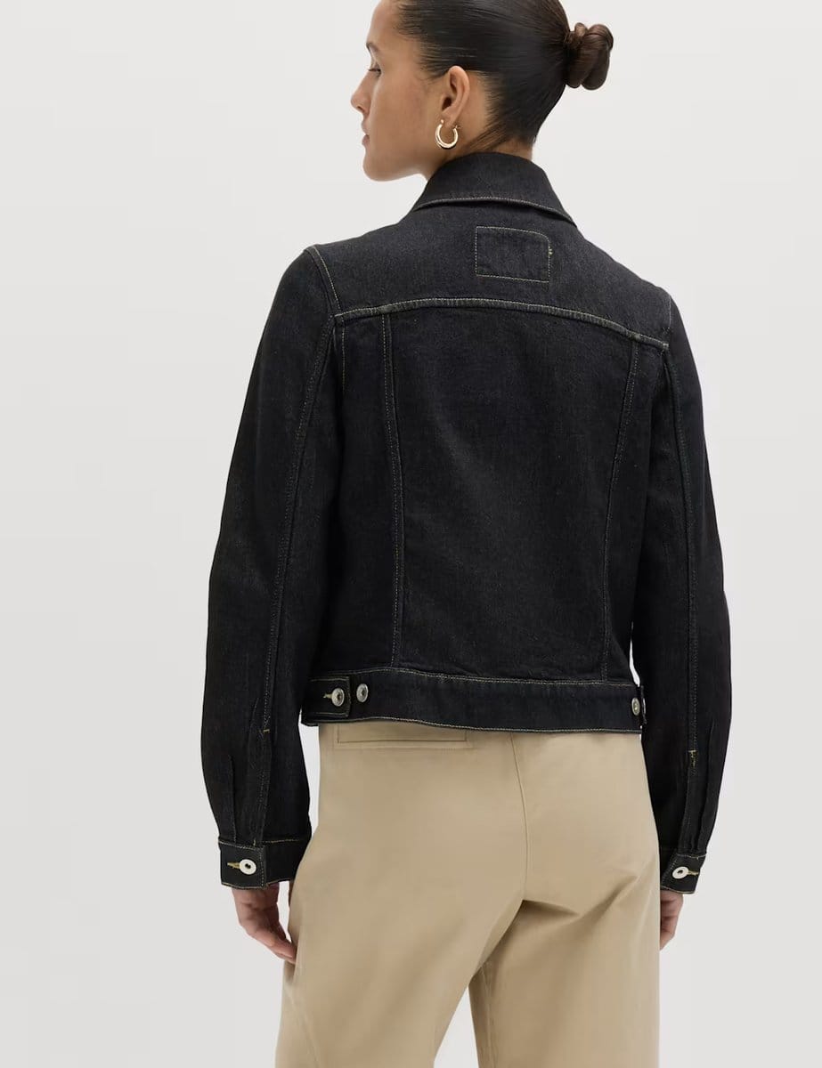 Marks & Spencer M&S Denim Collared Short Trucker Jacket Dark Indigo - 4