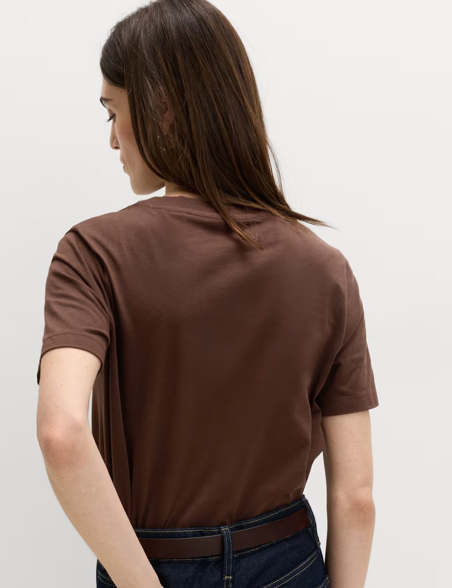 Marks & Spencer M&S Pure Cotton Everyday Fit T-Shirt Dark Chocolate - 3