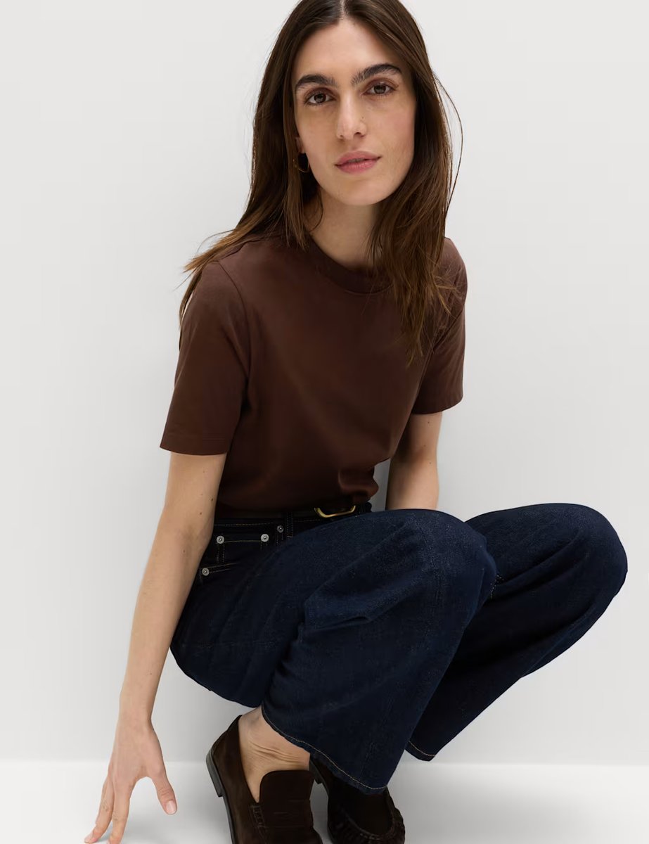 Marks & Spencer M&S Pure Cotton Everyday Fit T-Shirt Dark Chocolate - 4