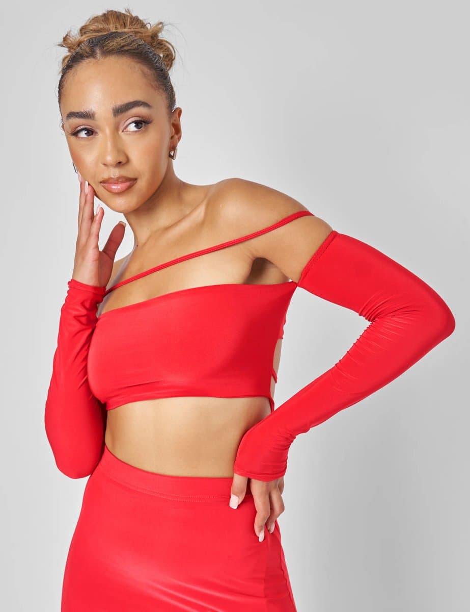 Public Desire Public Desire Strappy Bardot Top Co-ord in Red