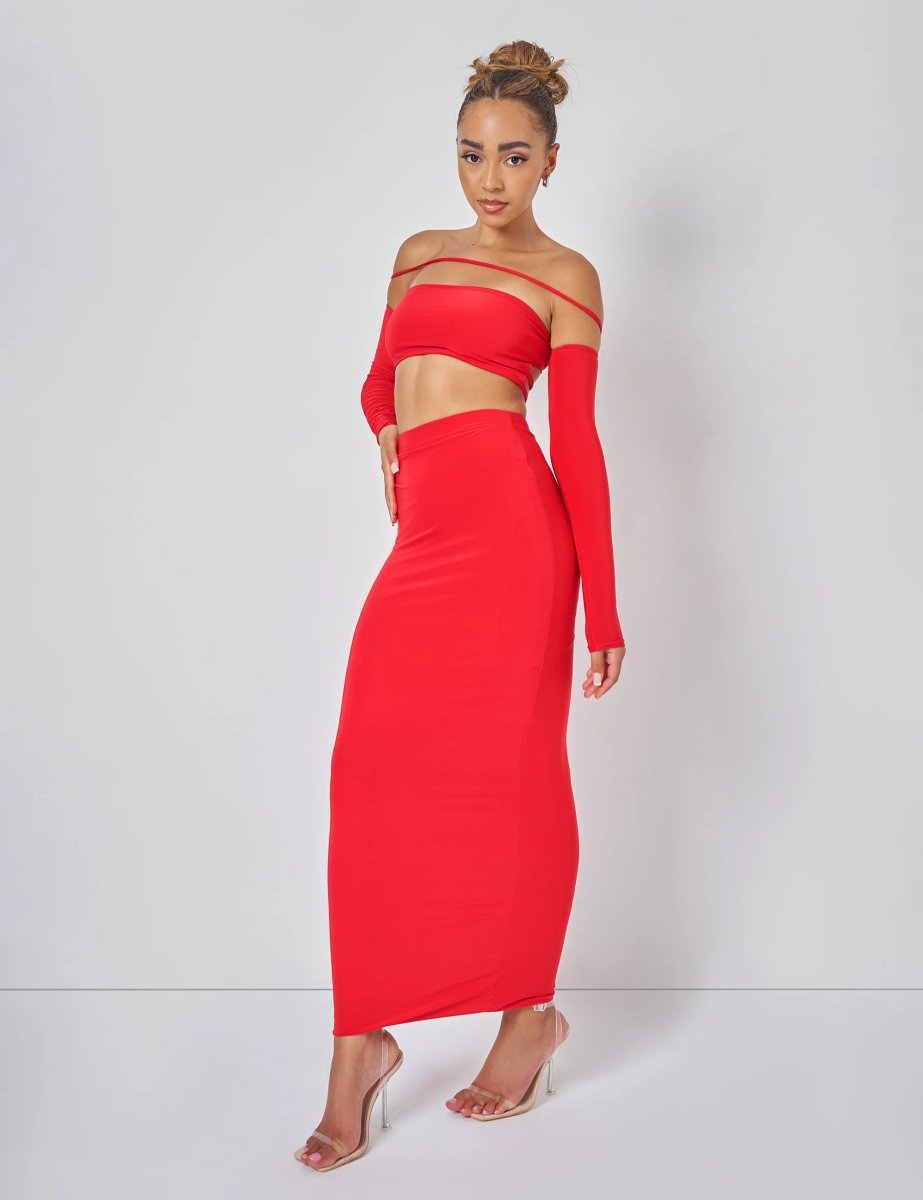 Public Desire Public Desire Bardot Strappy Top Co-ord in Red - 3