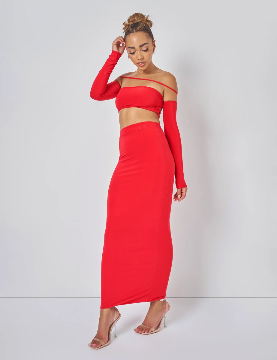 Public Desire Public Desire Bardot Strappy Top Co-ord in Red - 4