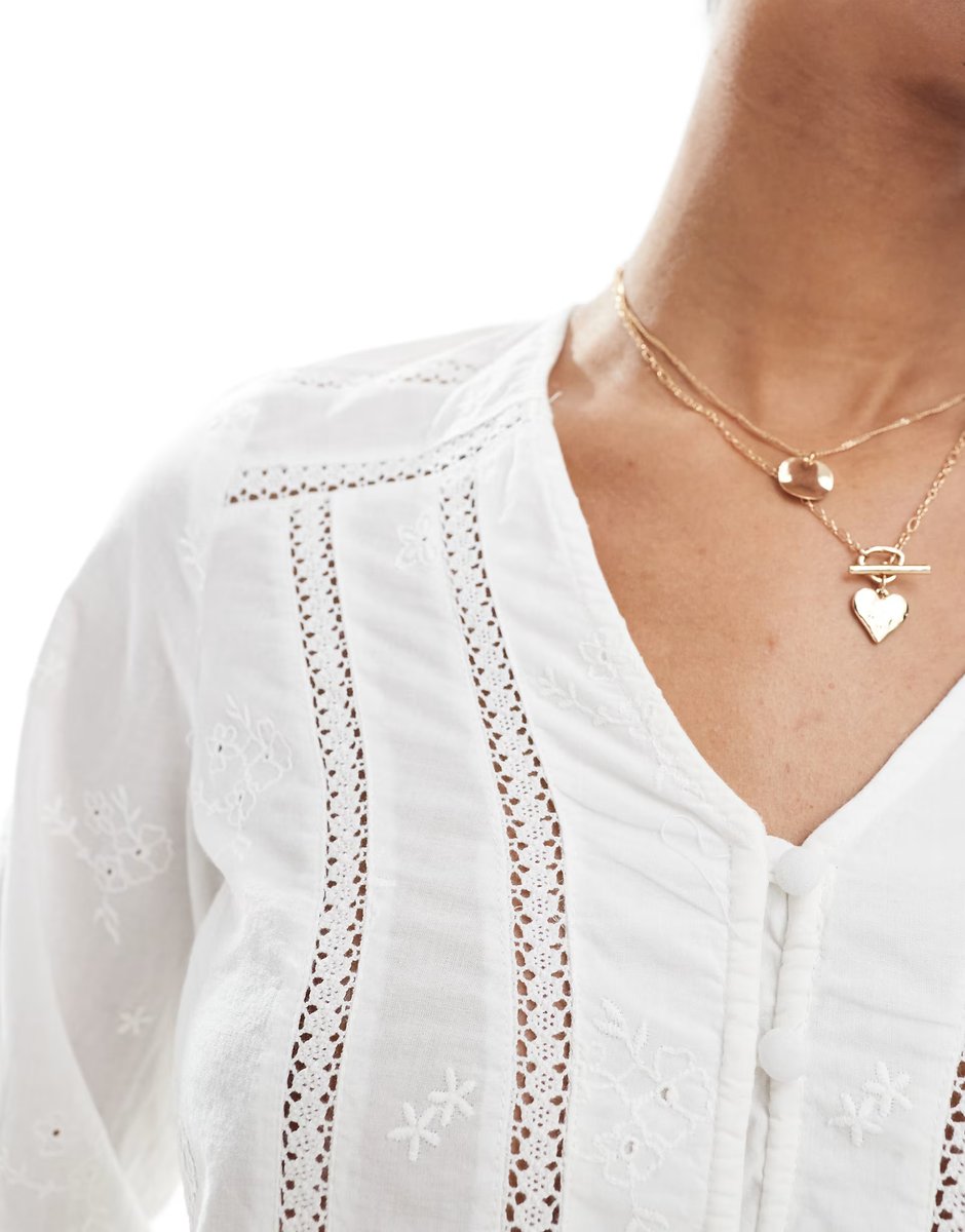 ASOS ONLY crochet detail blouse in white - 4