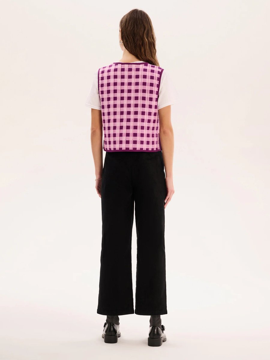 OMNES Jojo Quilted Gilet in Pink Gingham - 2