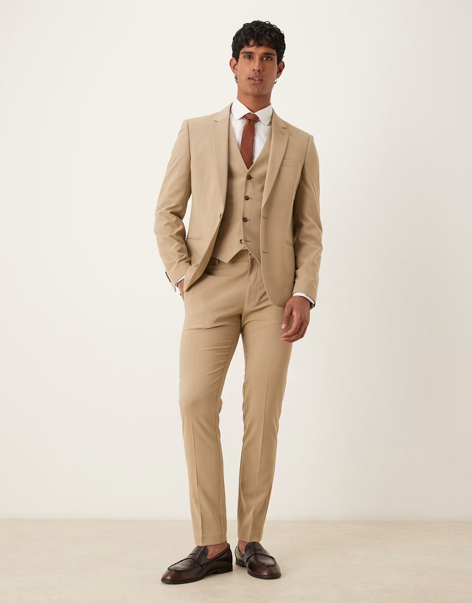 ASOS ASOS DESIGN skinny suit jacket in beige - 2