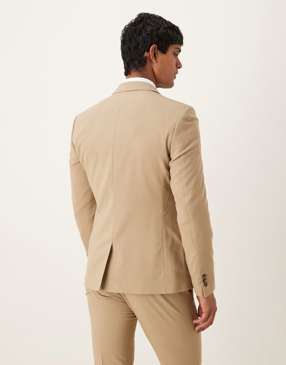 ASOS ASOS DESIGN skinny suit jacket in beige - 3