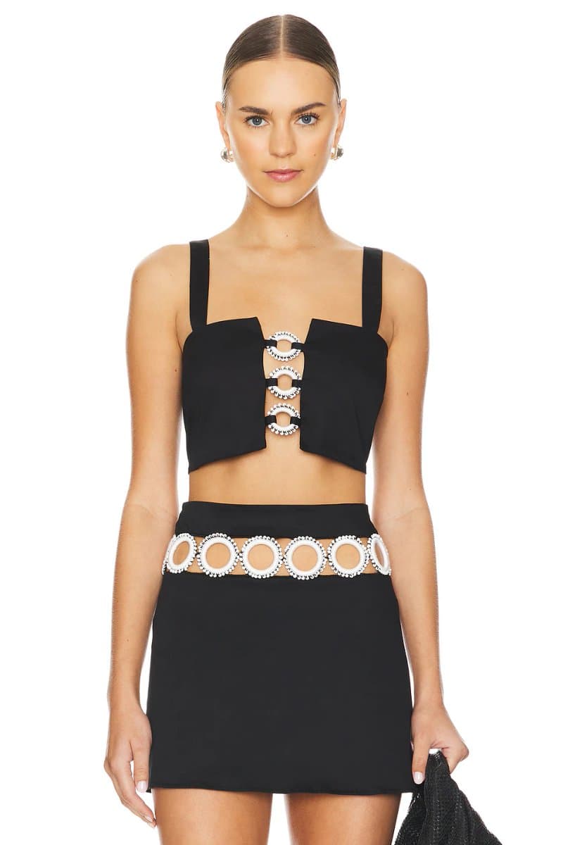 revolve Revolve Square Neck Crop Top in Black