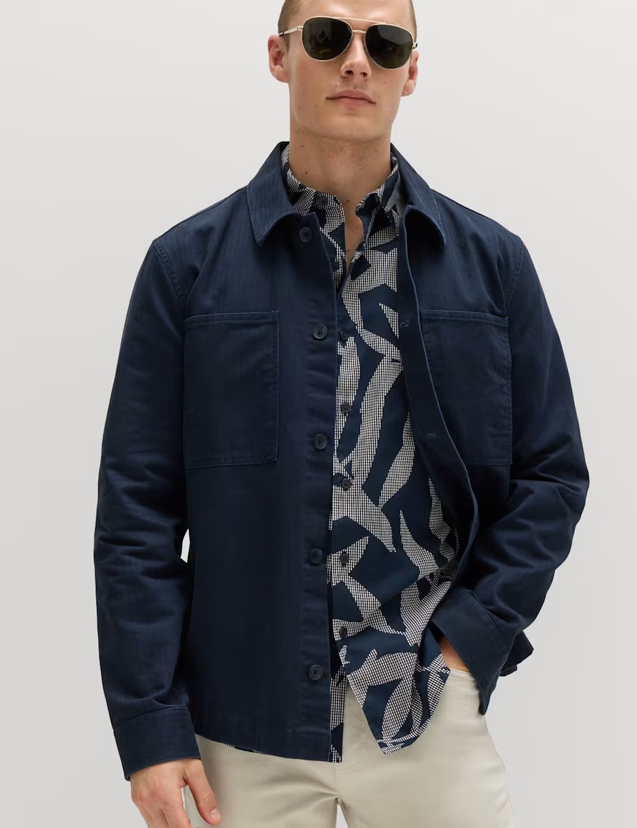 Marks & Spencer M&S Pure Cotton Floral Short Sleeve Shirt Dark Navy - 2