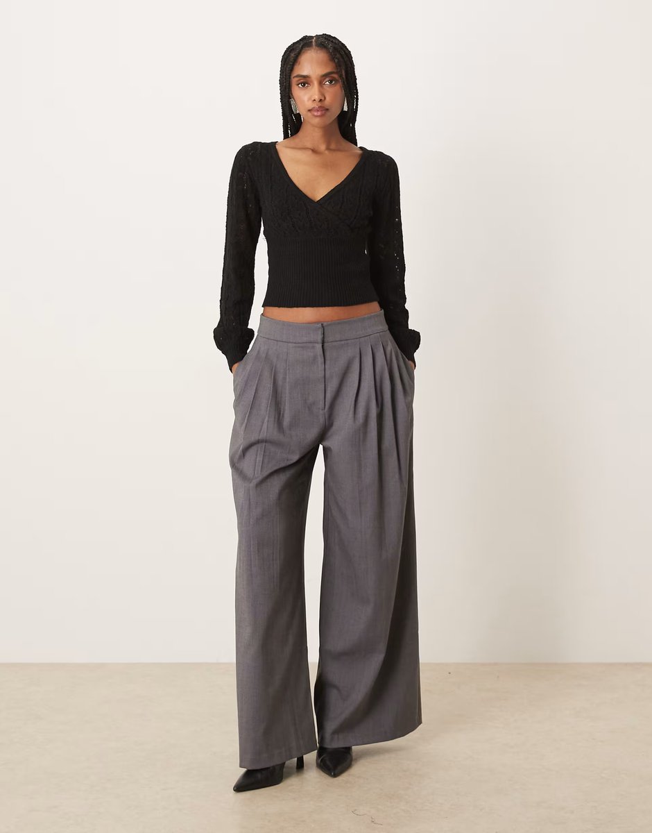 ASOS Motel Nilara long sleeve pointelle knit top in black - 3