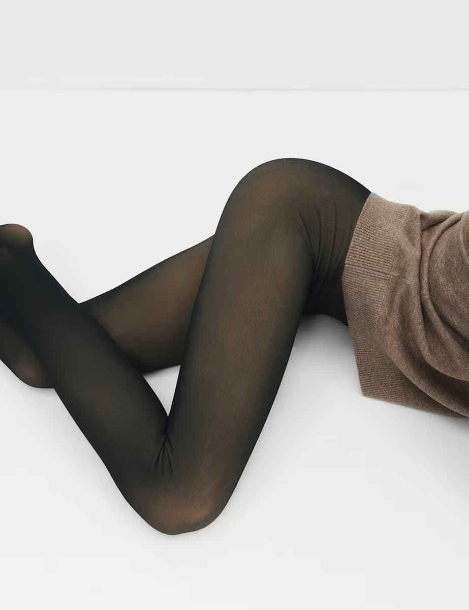 Marks & Spencer M&S Thermal Sheer Fleece Tights in Black Mix