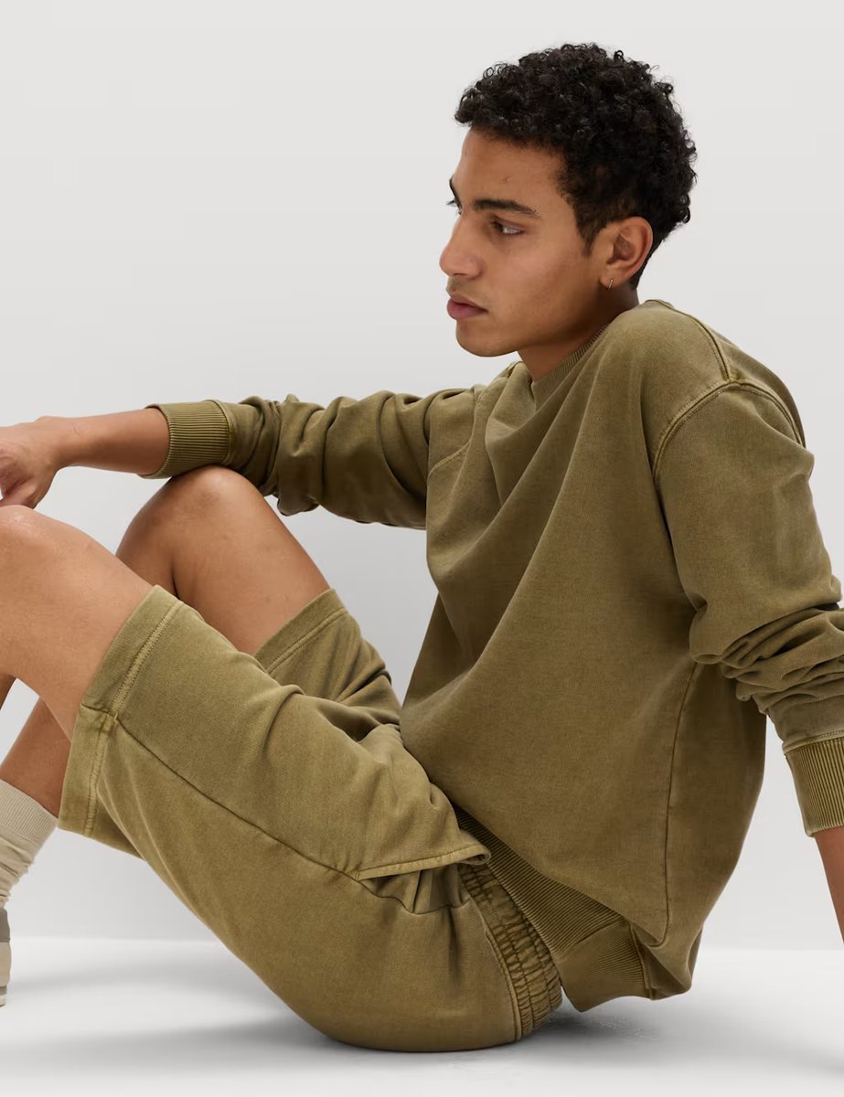 Marks & Spencer M&S Relaxed Fit Pure Cotton Garment Dye Short Olive - 3