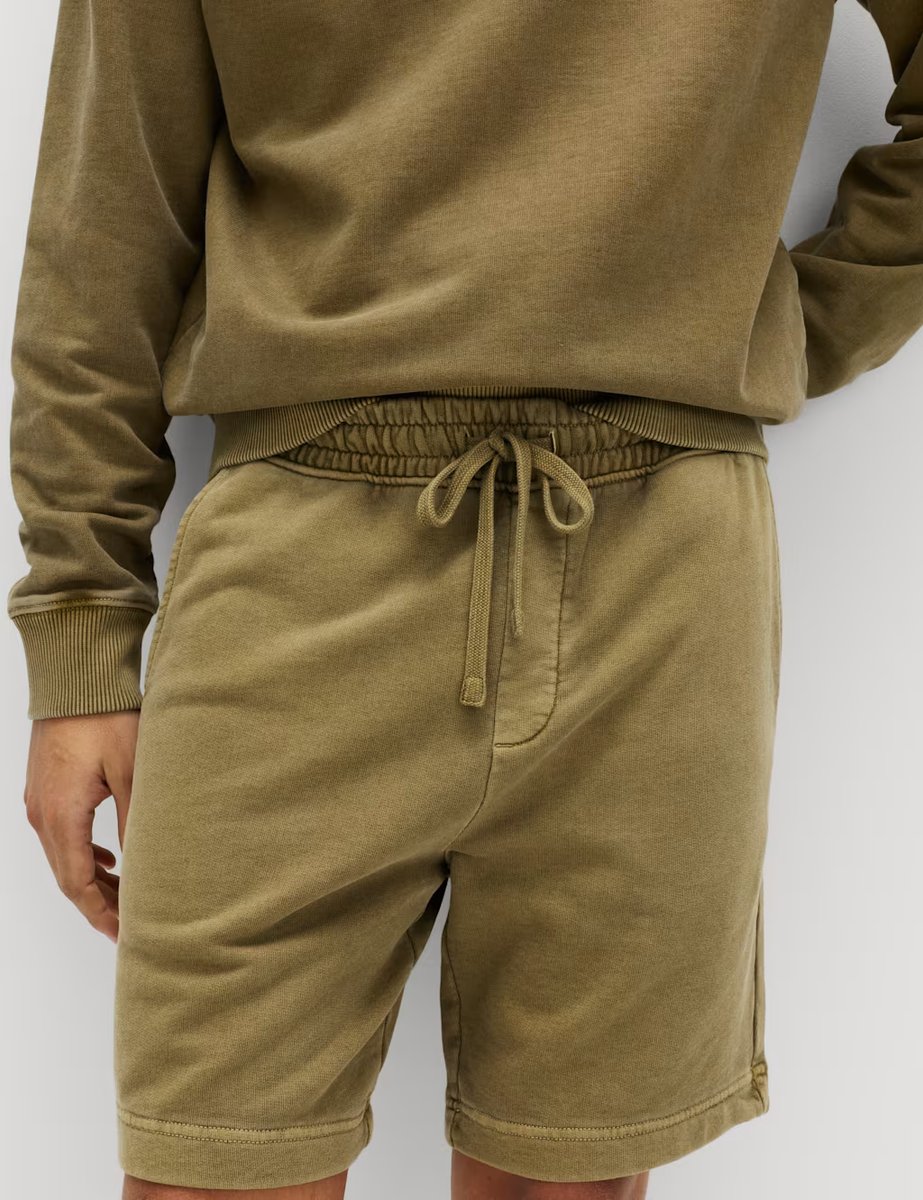 Marks & Spencer M&S Relaxed Fit Pure Cotton Garment Dye Short Olive - 4