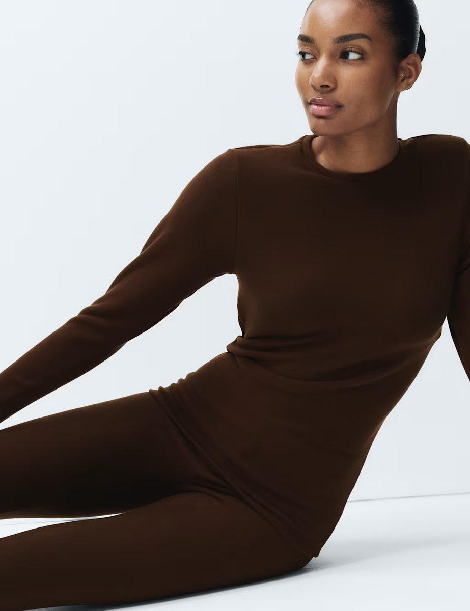 Marks & Spencer M&S Heatgen™ Maximum Thermal Fleece Top Dark Chocolate - 2