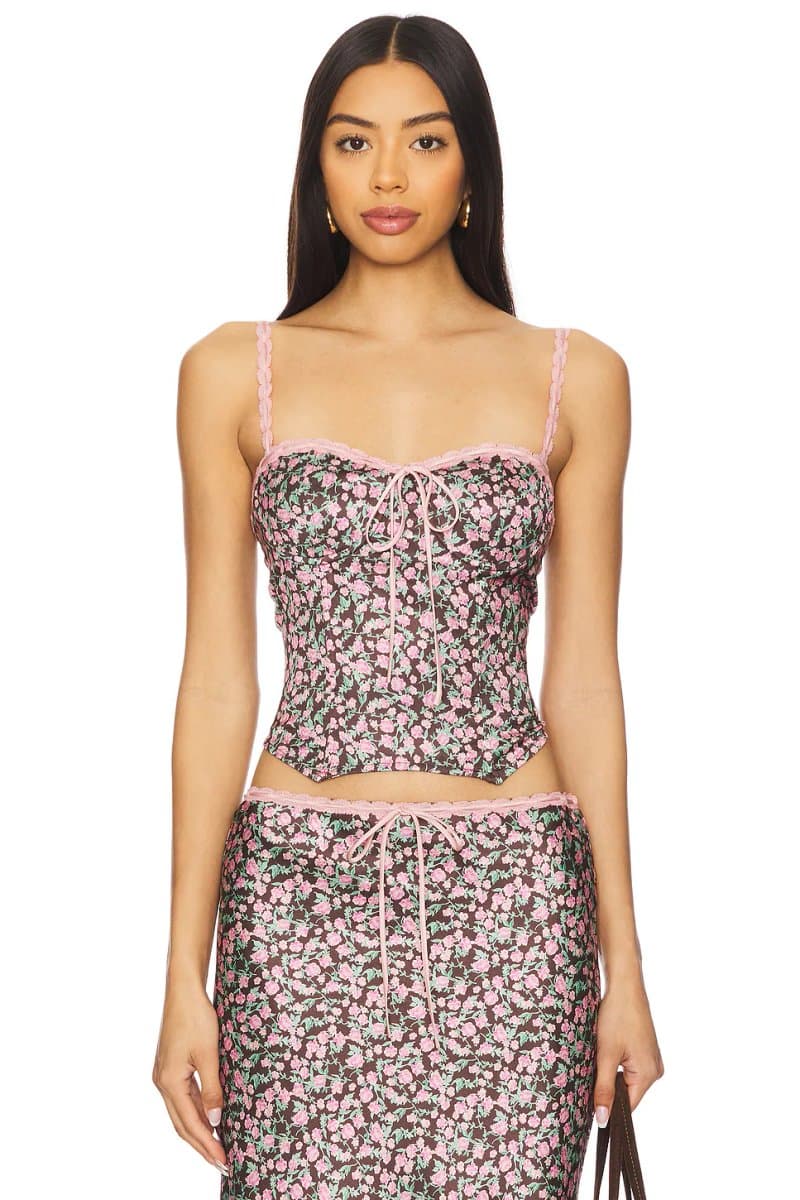 revolve Revolve Floral Print Corset in Brown