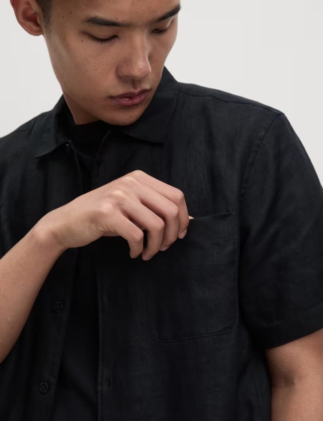 Marks & Spencer M&S Pure Linen Short Sleeve Shirt Black - 2