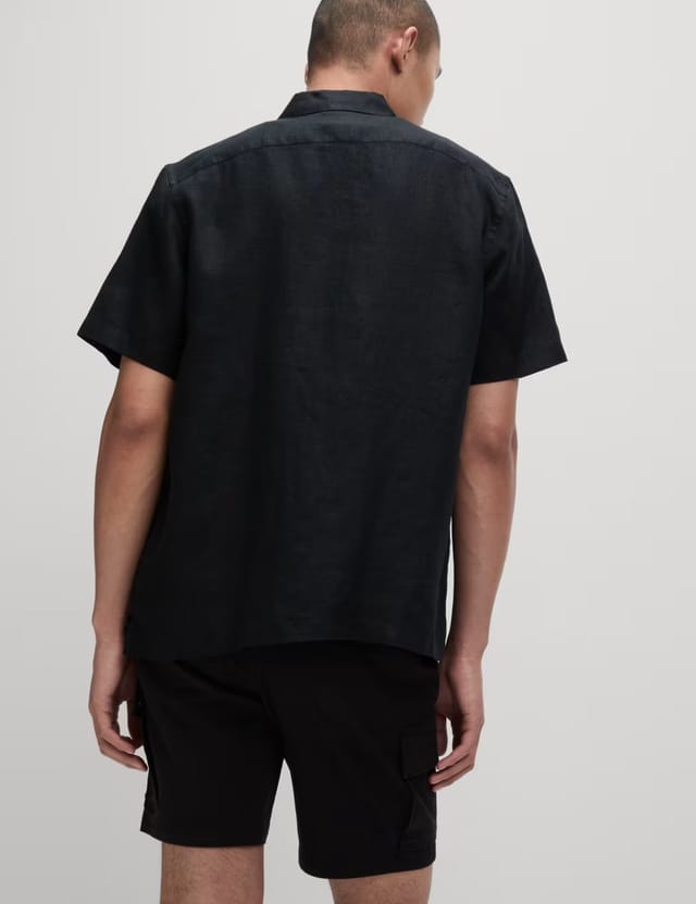 Marks & Spencer M&S Pure Linen Short Sleeve Shirt Black - 3