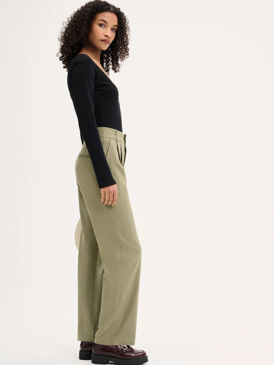 OMNES Cinnamon Relaxed Trousers in Mole Green Cotton/Tencel - 2