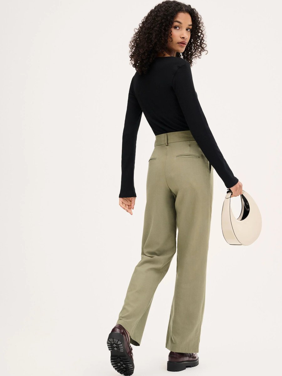 OMNES Cinnamon Relaxed Trousers in Mole Green Cotton/Tencel - 3