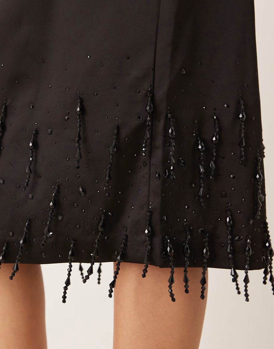 ASOS Mango embellished knee length skirt co-ord in black - 3