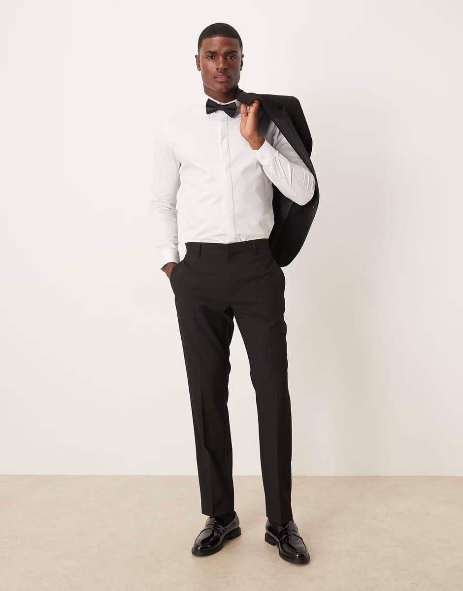 ASOS ASOS DESIGN slim tuxedo trousers in black