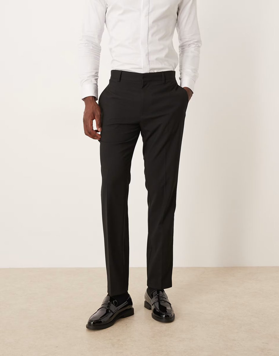 ASOS ASOS DESIGN slim tuxedo trousers in black - 3