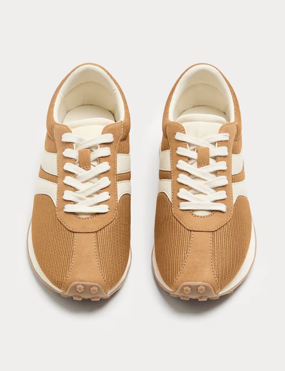 Marks & Spencer M&S Side Stripe Retro Trainers Sand