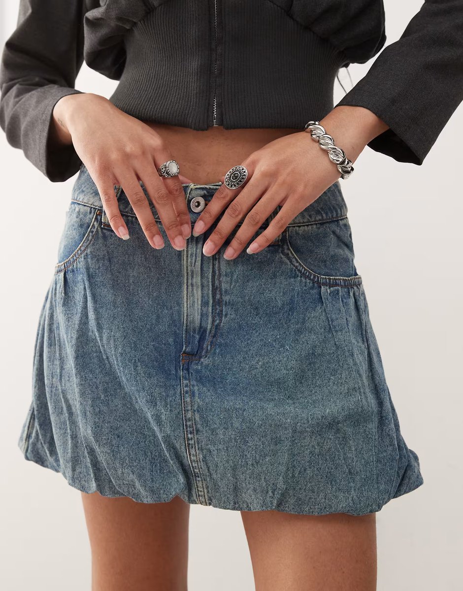 ASOS COLLUSION denim low rise mini skirt in light wash - 2