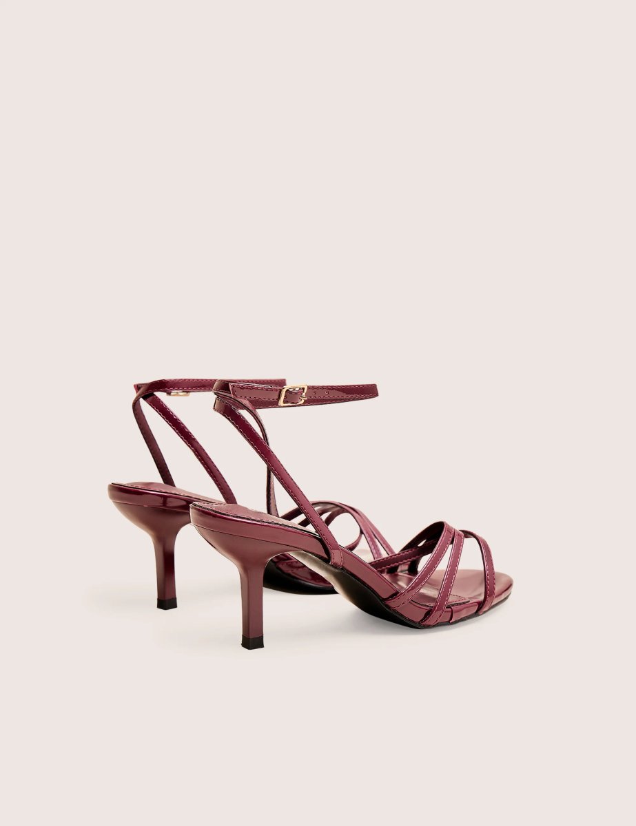 Public Desire Juliette Burgundy Minimal Strap Detail Kitten Heels - 3