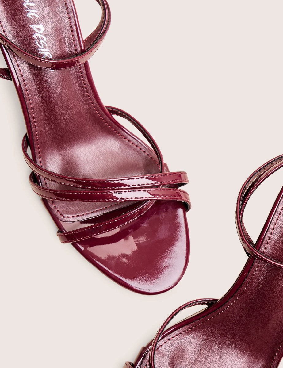 Public Desire Juliette Burgundy Minimal Strap Detail Kitten Heels - 4