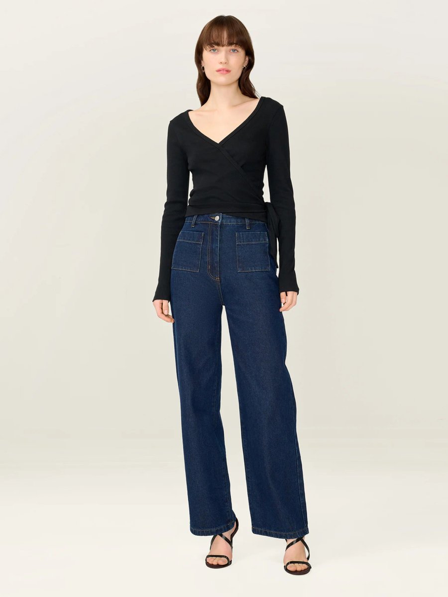 OMNES Napeta Ballet Wrap Top in Black - 2